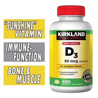 Viên uống vitamin d3 Kirkland Extra Strength D3 50mcg Hàng Mỹ