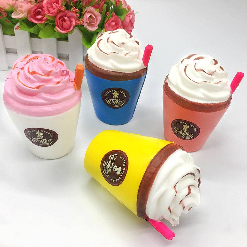 Đồ Chơi Bóp Tay Chất Liệu Pu Hình Bánh Hamburger Mèo Hamburg Kem Trà Sữa Có Ống Hút Giảm Căng Thẳng Cho Trẻ Em