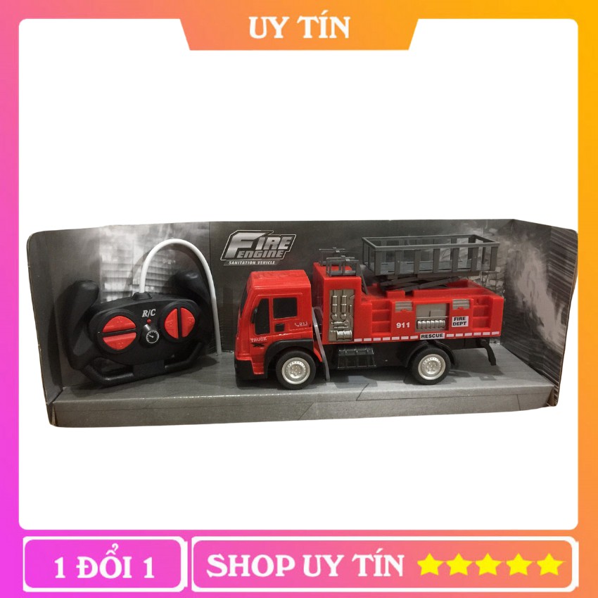 Đồ Chơi Xe Cứu Hỏa Điều Khiển Từ Xa Có Thang Cao Cấp, Đèn Pha Sáng, Màu Đỏ Đặc Trưng, Thiết Kế Bắt Mắt - BiBiTOY