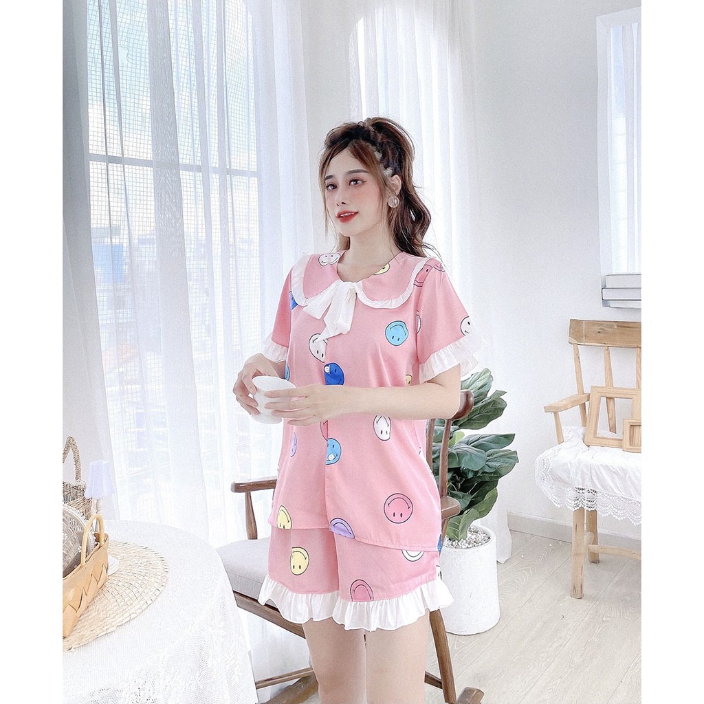 Phần 6_Đồ Mặc Nhà Pijama Lụa Latin Quần ĐÙI Freesize - Form Tiểu Thư