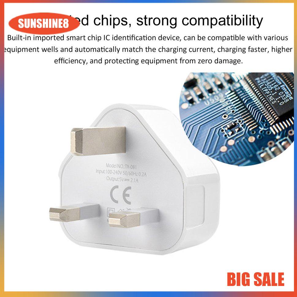 【SUN】[NEW]UK Mains Wall 3 Pin Plug Adaptor Charger Power With USB Ports For Phones