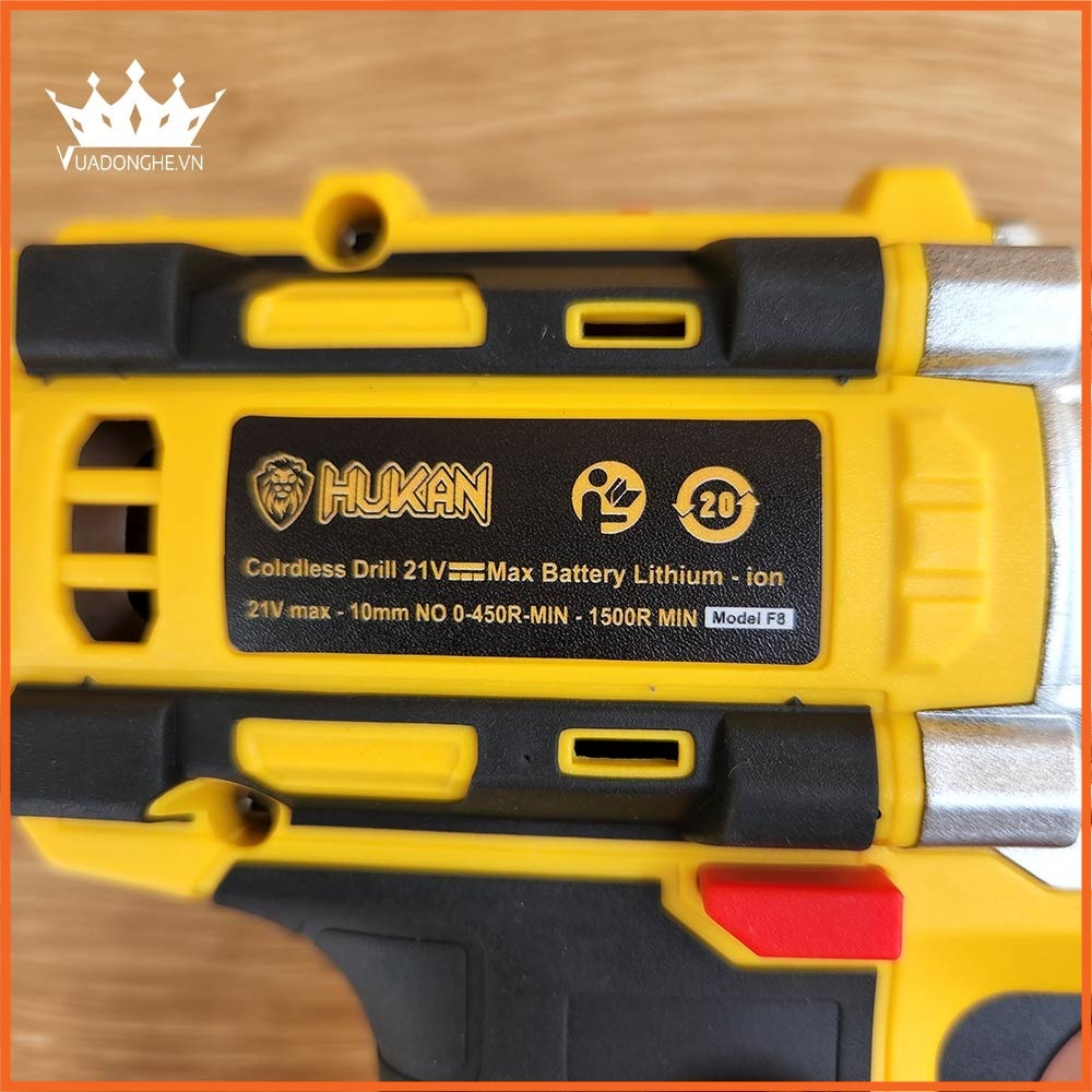 Máy Khoan Pin cầm tay HUKAN  HK - F8 21V Có Chổi Than. Máy khoan pin bảo hành chính hãng 6 tháng Hukan.