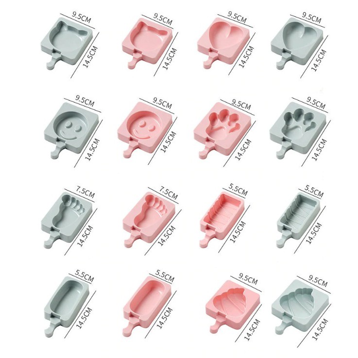 [Ảnh Thât+Video]Khuôn Silicon Làm Kem Que Đổ Socola/Thạch/Kẹochipchip/Pudding Nhiều Hình Dễ Thương Tự Chọn