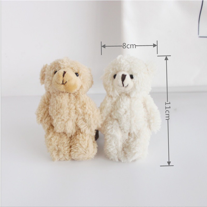 Móc khoá HAZIN treo cặp Gấu xù trắng nâu xinh xinh phụ kiện trang trí balo túi đáng yêu