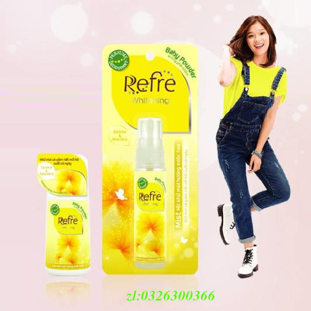 Xịt Khử Mùi Nữ Refre 30Ml Vàng Dưỡng Trắng Hương Nước Hoa Thuần Khiết Phấn Thơm