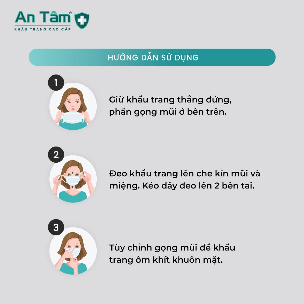 Khẩu trang 4D FK94 Hàn Quốc 4 lớp thông thoáng, Vải Không Dệt &amp; Giấy Kháng Khuẩn - Chính hãng AN TÂM - Túi 10 cái