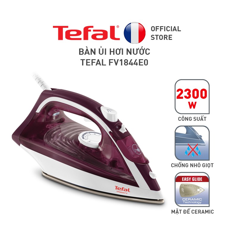 [Mã ELTEFAL09 giảm 5% đơn 500K] Bàn ủi hơi nước Tefal FV1844E0