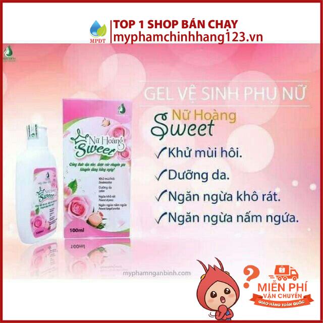 Dung dịch vệ sinh phụ nữ Nữ hoàng Sweet Ngân Bình khử mùi hôi, ngăn ngừa khô rát, nấm ngứa