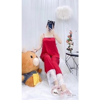 Đồ ngủ nữ lụa latin phối dây ren