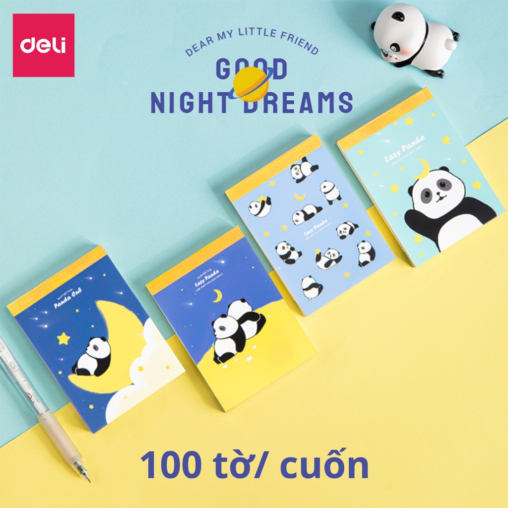 [LIFEMC02BPABAU -10% đơn 250K] Giấy note ghi chú hình gấu trúc Deli - 100 tờ - Màu ngẫu nhiên - 21762