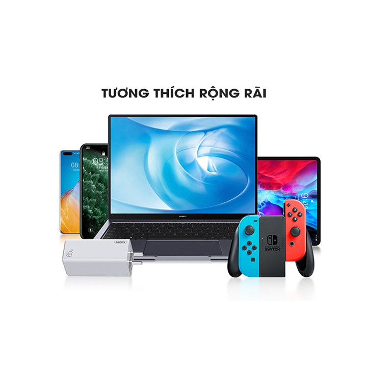 Cốc Sac Nhanh Remax RP-U50 GaN 65W tích hợp 01 cổng USB A và 01 cổng USB C