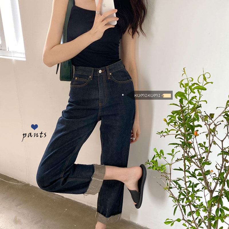 ✁Quần jean dài lưng cao ống đứng kiểu Retro thời trang thu đông cho nữ