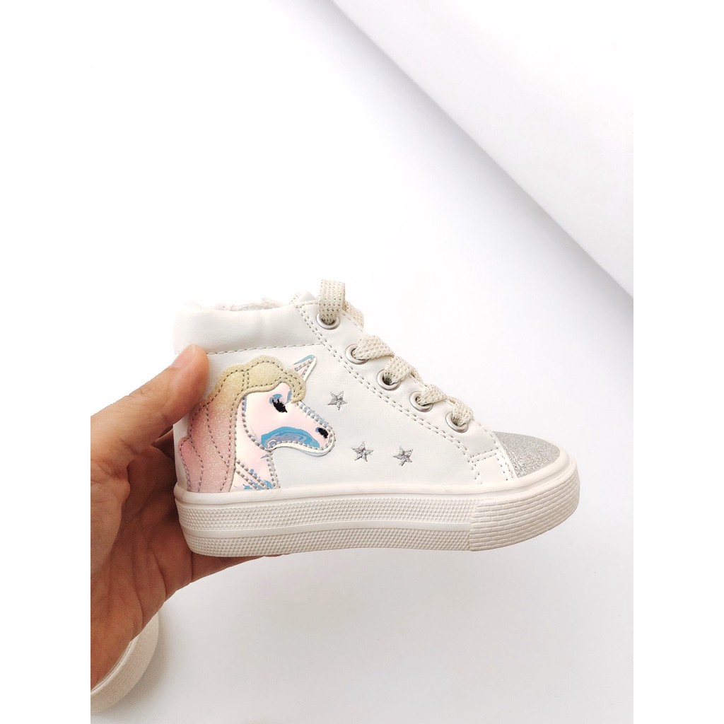 Giày BOOT UNICORN Place Màu trắng Cao Cổ Bé Gái <11cm Từ 12M-18M