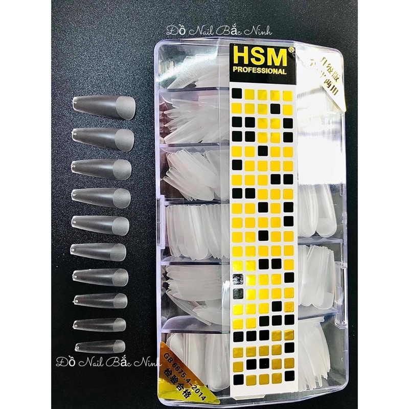 Móng Úp HSM Nhám Sẵn Phom Thang - Hàng Chính Hãng Hộp 500 Móng