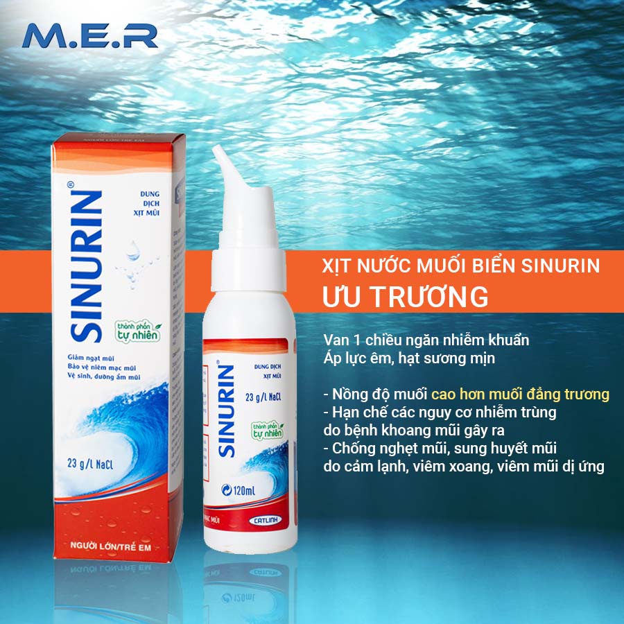Xịt nước muối biến đẳng trương và ưu trương Sinurin