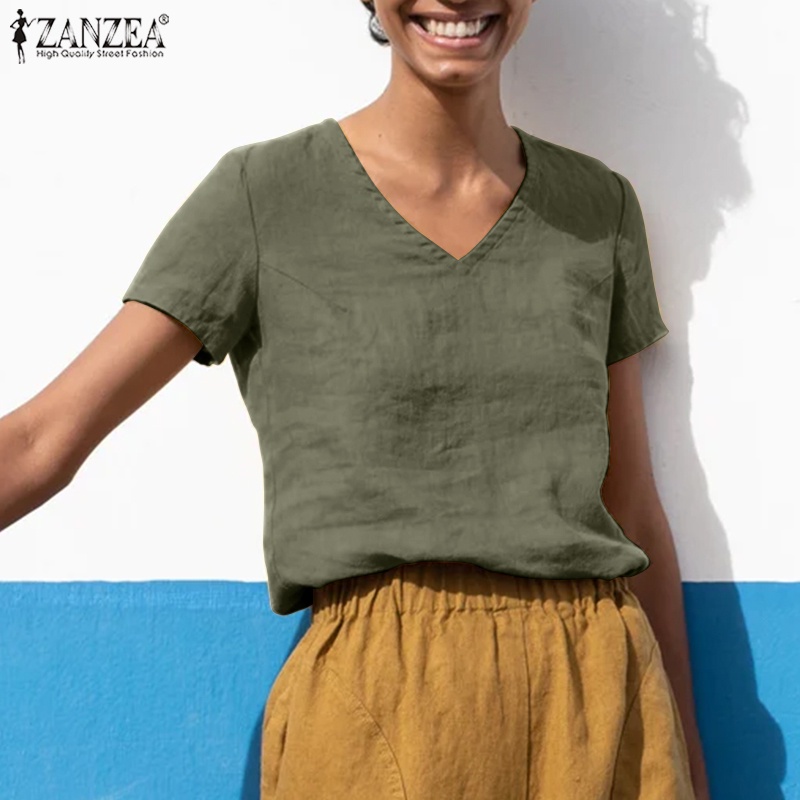 Zanzea Áo Nữ Tay Ngắn Cổ Chữ V Thời Trang Quyến Rũ