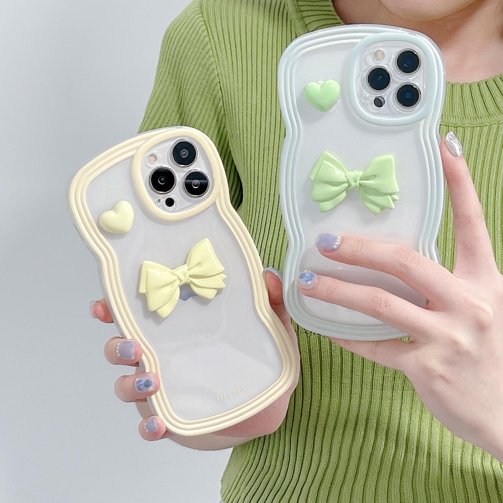 Ốp Điện Thoại Tpu Mềm Trong Suốt Màu Kẹo Hình Nơ Trái Tim 3D Cho iPhone 11 12 13 pro max xr x xsmax