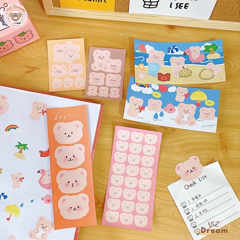 Set 2 tấm sticker gấu