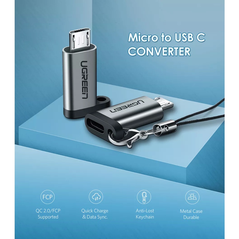Đầu Chuyển Micro USB Sang Type C UGREEN US282 - BH 18T Chính Hãng