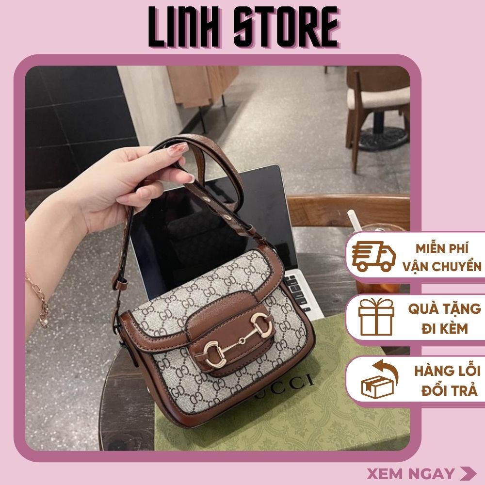 Túi Hà Hồ Linh Store Túi Xách Nữ Hà Hồ Đeo Chéo Viền Nâu Sang Chảnh