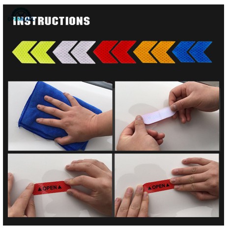 Set 2 decal Nhãn Dán tem Trang Trí mũi tên phản quang cảnh báo an toàn sau đuôi Xe hơi Ô Tô thời trang cho Toyota Vios