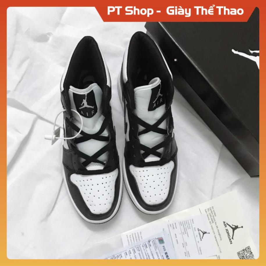 [FreeShip+ Hàng Xịn] Giày Jordan 1 panda đen trắng High, Giày JD1 Panda Cổ Cao Đen Trắng