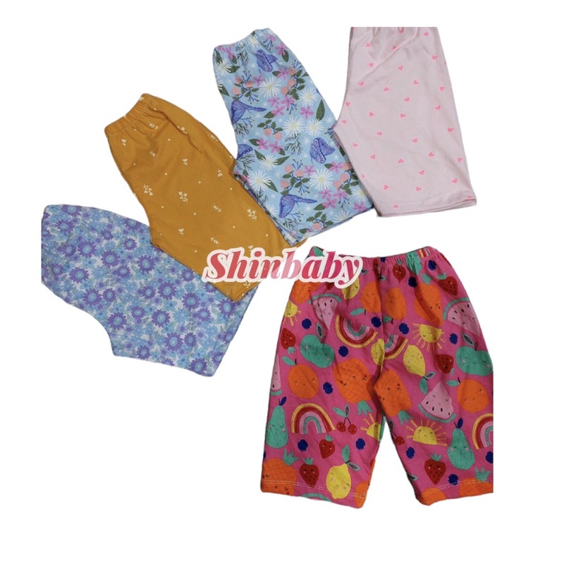 Set 10 quần legging lửng cotton nhiều họa tiết dễ thương mềm mát cho bé gái