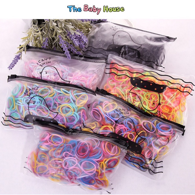 Thun Buộc Tóc  𝐅𝐑𝐄𝐄𝐒𝐇𝐈𝐏 Set Chun Buộc Tóc ComBo Túi Zip Thun Buộc Tóc Hàn Quốc Cho Bé