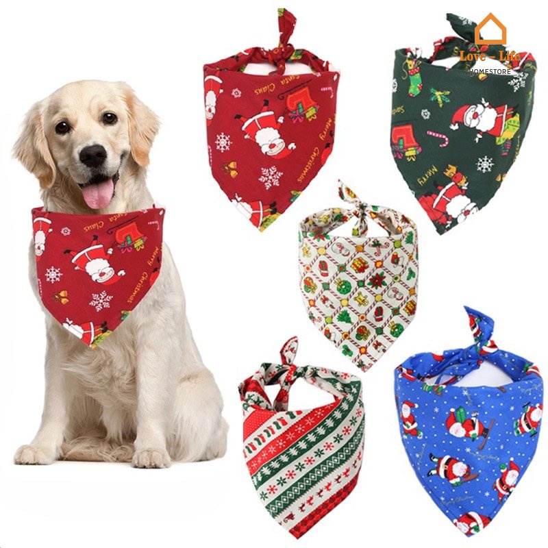 Khăn Quàng Cổ Tam Giác In Họa Tiết Ông Già Noel Tuần Lộc Dễ Thương Trang Trí Giáng Sinh / Tiệc Giáng Sinh Cho Thú Cưng