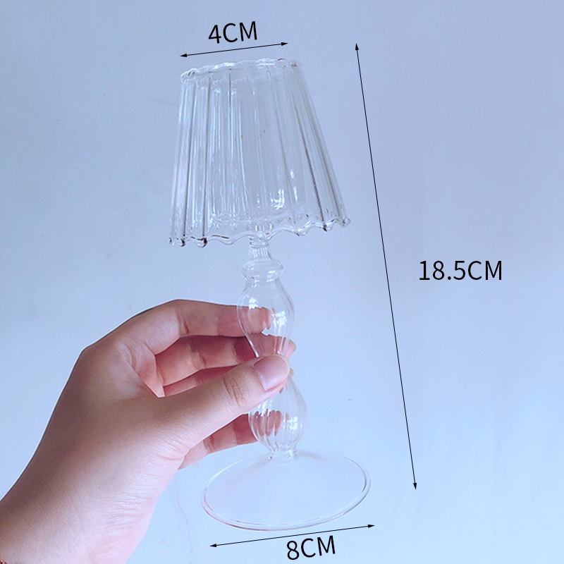 Chân nến để bàn làm bằng thủy tinh phong cách retro