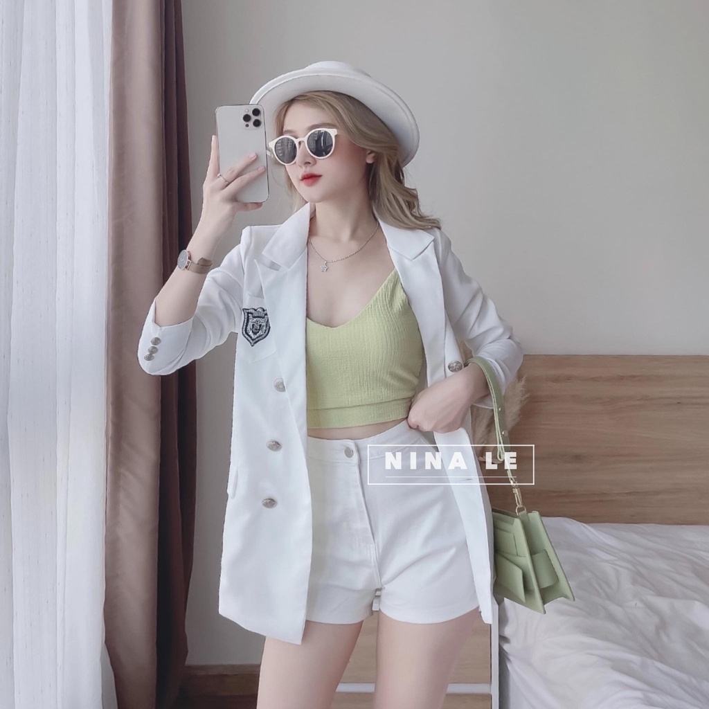 Sét bộ 3 món áo vest dài tay sang chảnh phối coptop kèm quần đùi xinh xắn, 2 màu sắc .