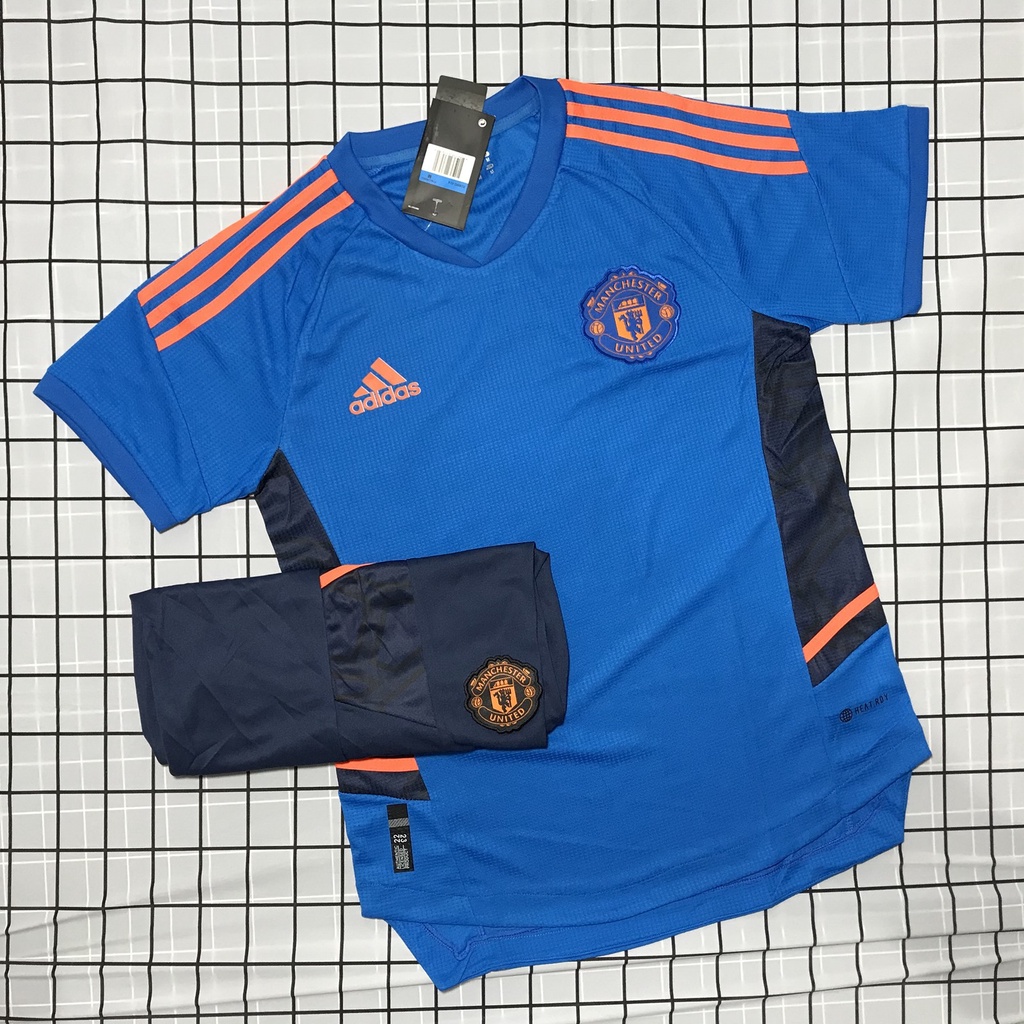 Áo Bóng Đá CLB Manchester united- Mẫu 2023- Vai Poly gai thái Cao Cấp - Co Giãn 4 Chiều full logo