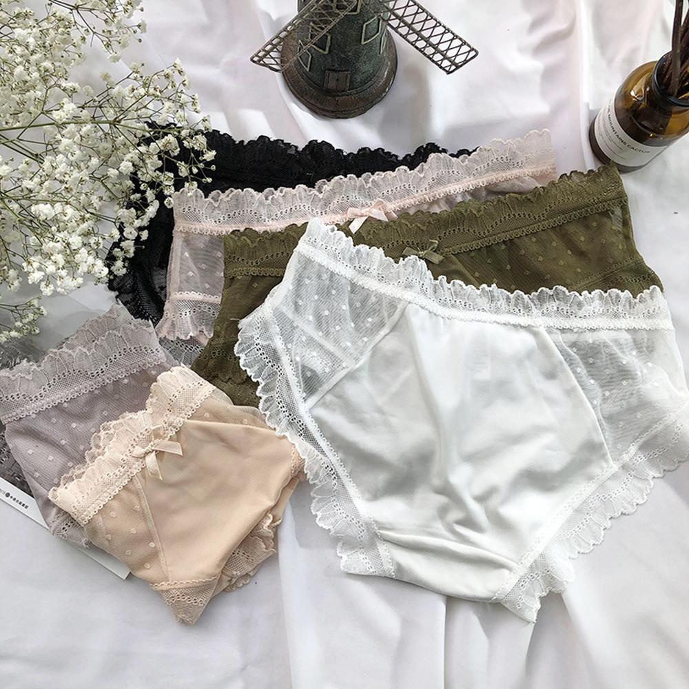 Quần Lót Lưới Không Đường May Thắt Nơ Họa Tiết Chấm Bi Gợi Cảm Cho Nữ