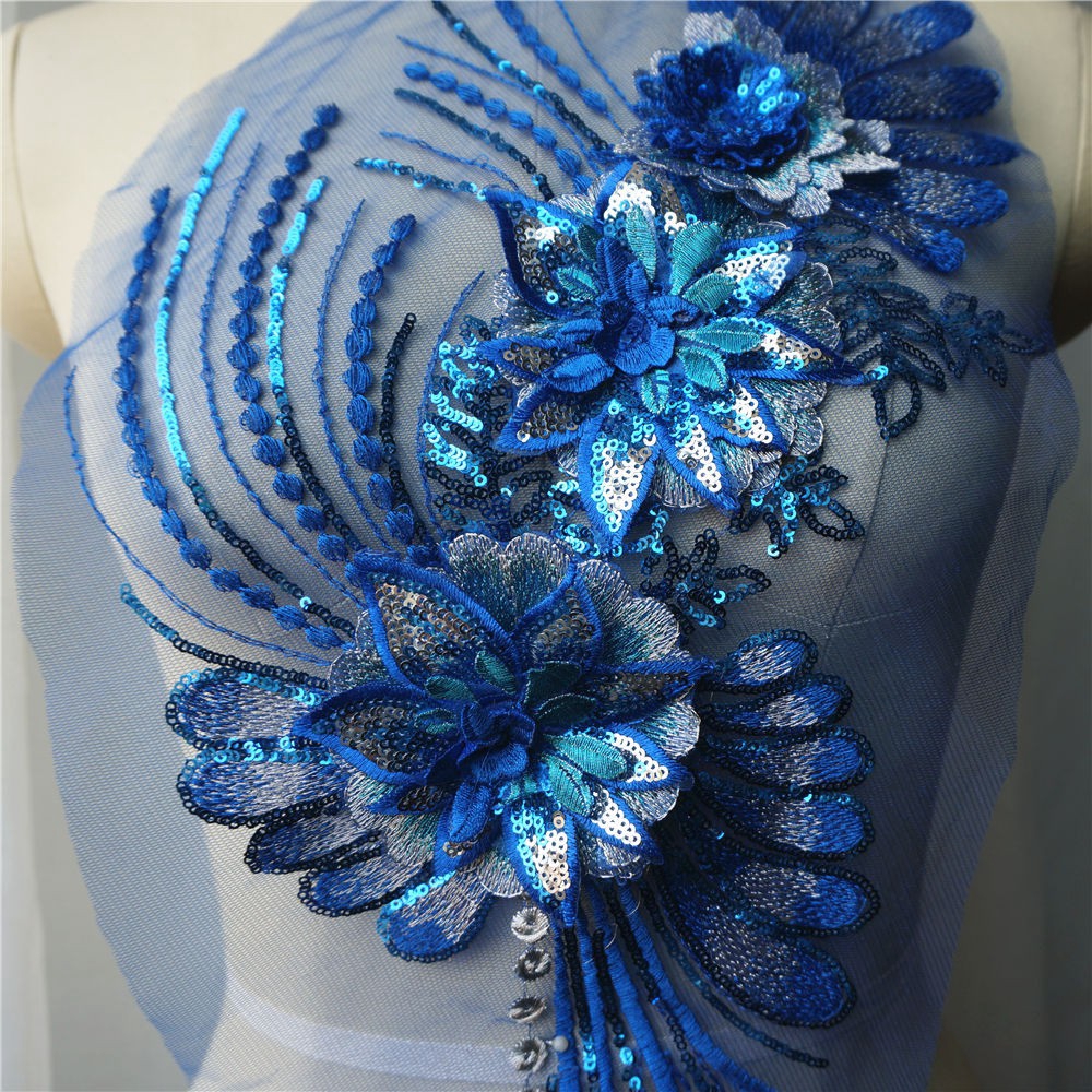 Miếng Vải Ren Thêu Hoa Đính Kim Sa Lông Vũ Cổ Áo Cưới Cho Cô Dâu