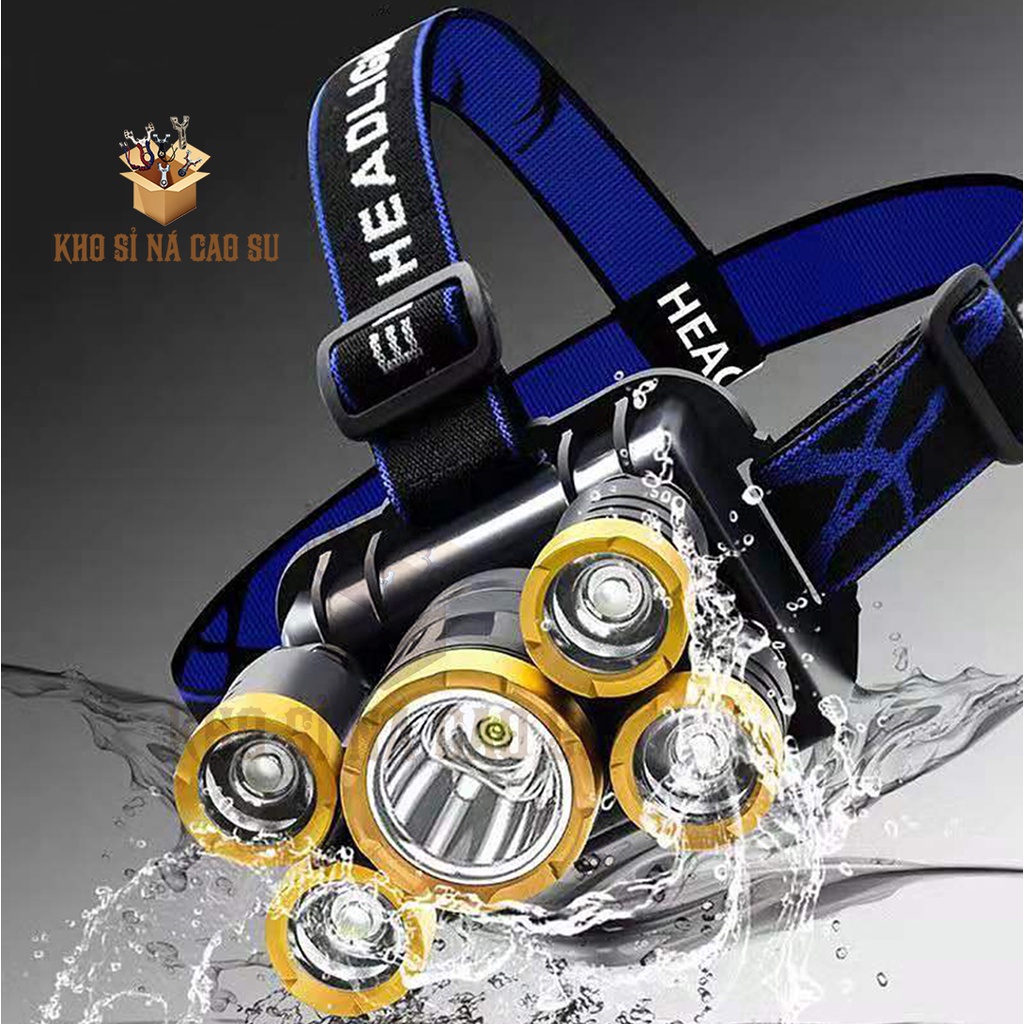 Đèn pin siêu sáng, Đèn pin đội đầu 5 bóng đèn, sản phẩm chắc chắn,dùng đi đêm vô cùng tiện lợi với chất ượng [YPX7]