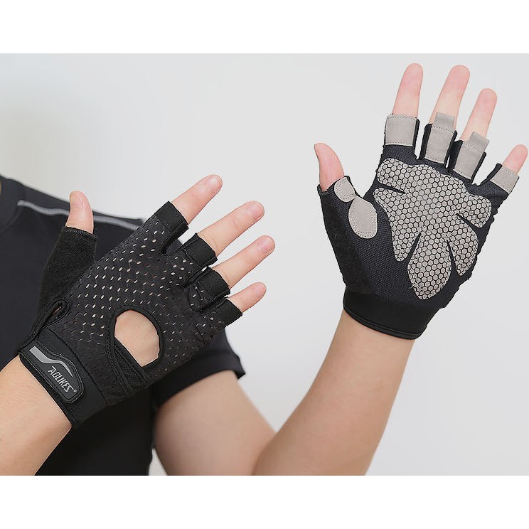 Bán buôn - Aolikes HS 113  Găng tay tập gym cao cấp, hở lưng có đệm lòng bàn tay, chuyên gym, hàng chính hãng