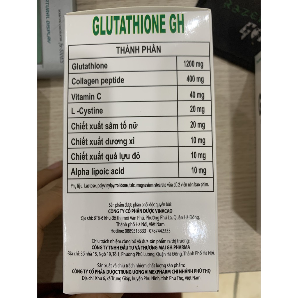 (Công thức mới) Viên uống Glutathione Collagen GH trắng da, ngăn ngừa lão hóa, giảm nám sạm tàn nhang | WebRaoVat - webraovat.net.vn