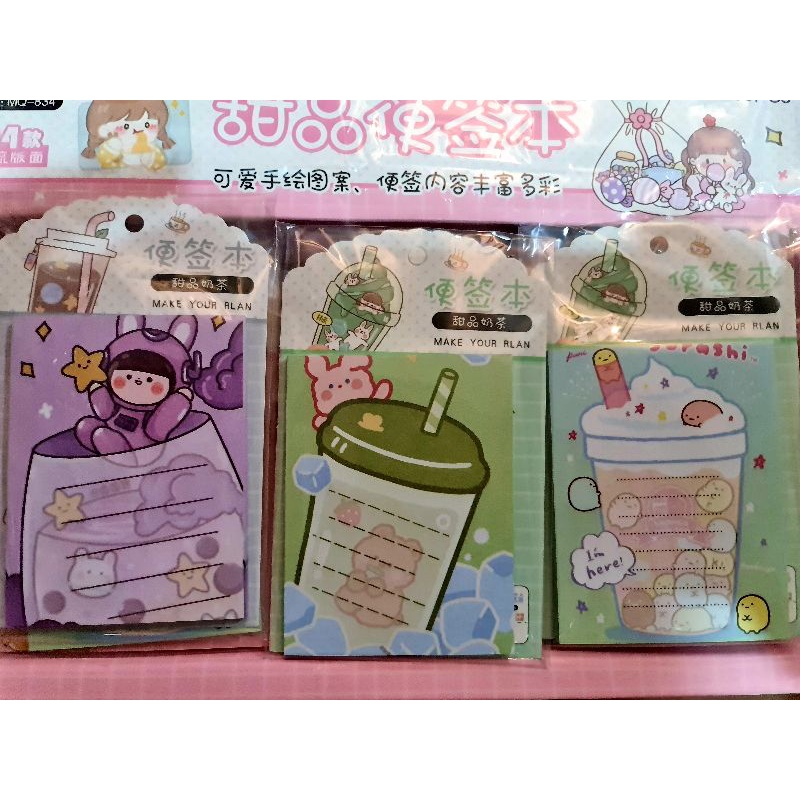 Sỉ: Thùng 30 thếp giấy note ghi chú trà sữa, kem mã MQ-834