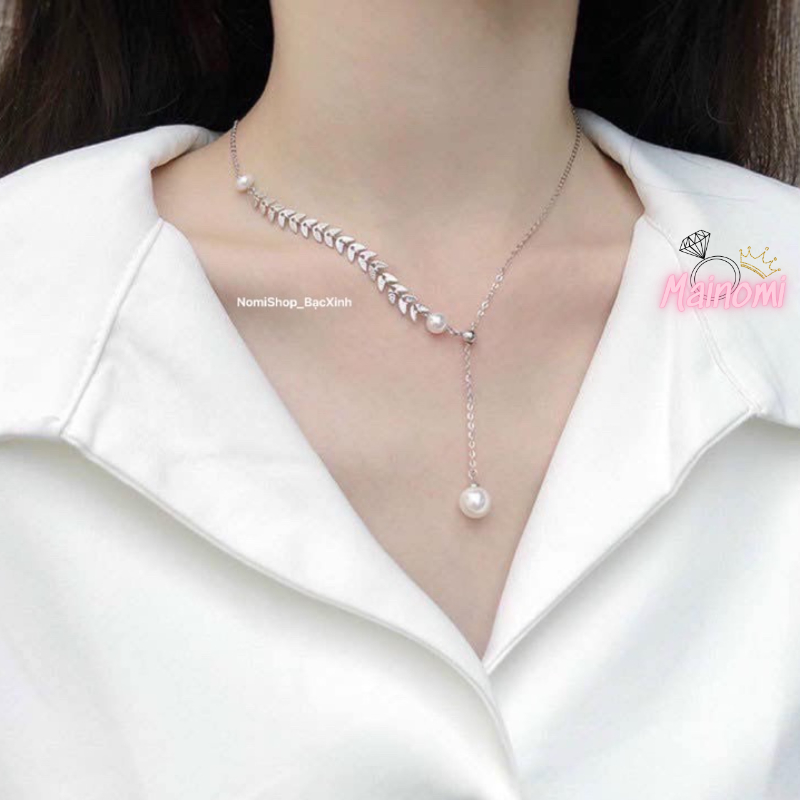 DÂy chuyền Bạc Thiết Kế lá rút, siêu phẩm HOT TREND siêu sang siêu xinh  Mainomi Shop Bạc Xinh