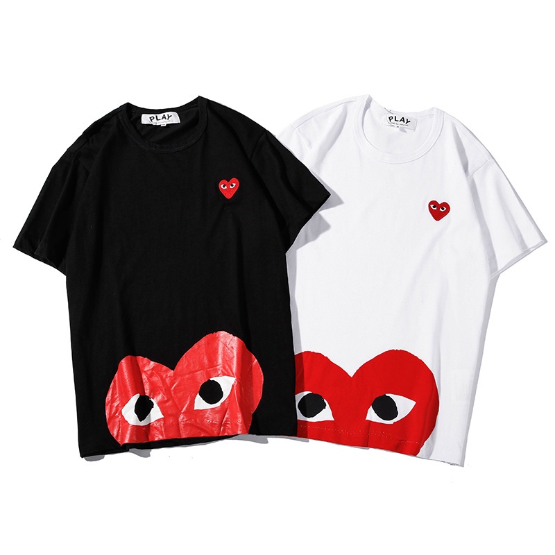 Hàng Bán Chạy Áo Thun Cotton Tay Ngắn Thêu Hình Trái Tim Đỏ Cổ Điển Cho Nam Nữ