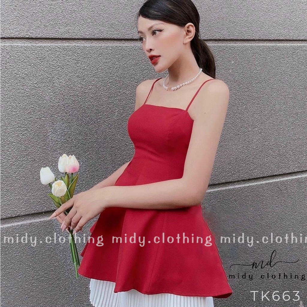 HOẢ TỐC Áo 2 dây thiết kế peplum vải cotton 3 màu
