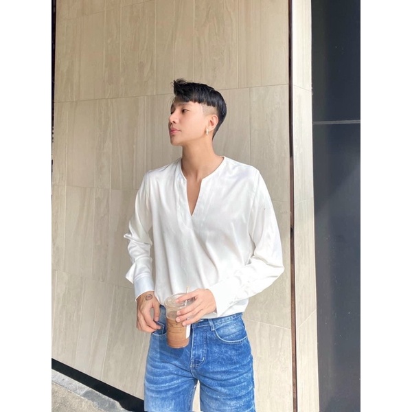 Sơmi Nam Hàn quốc thanh lịch cổ V