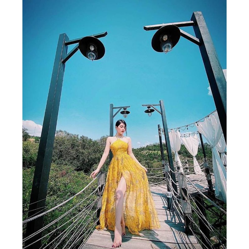 ĐẦM MAXI YẾM ĐAN LƯNG XẺ TÀ
