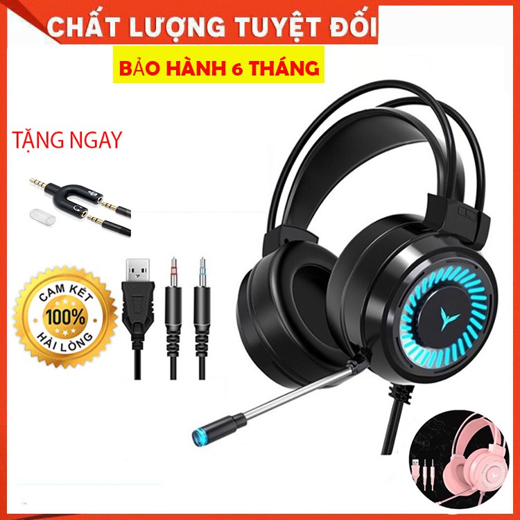 Tai nghe gaming chụp tai có mic có đèn LED cho máy tính, điện thoại (Bảo hành 6 tháng)