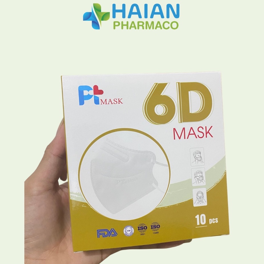 Khẩu trang 6D PT Mask 4 lớp kháng bụi mịn PM2.5 hộp 10 cái