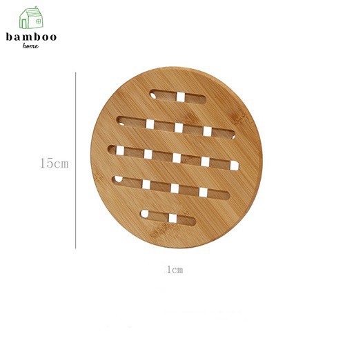 Miếng lót nồi gỗ tre THE BAMBOO cách nhiệt hình tròn loại dày size 15cmxH1cm | BigBuy360 - bigbuy360.vn