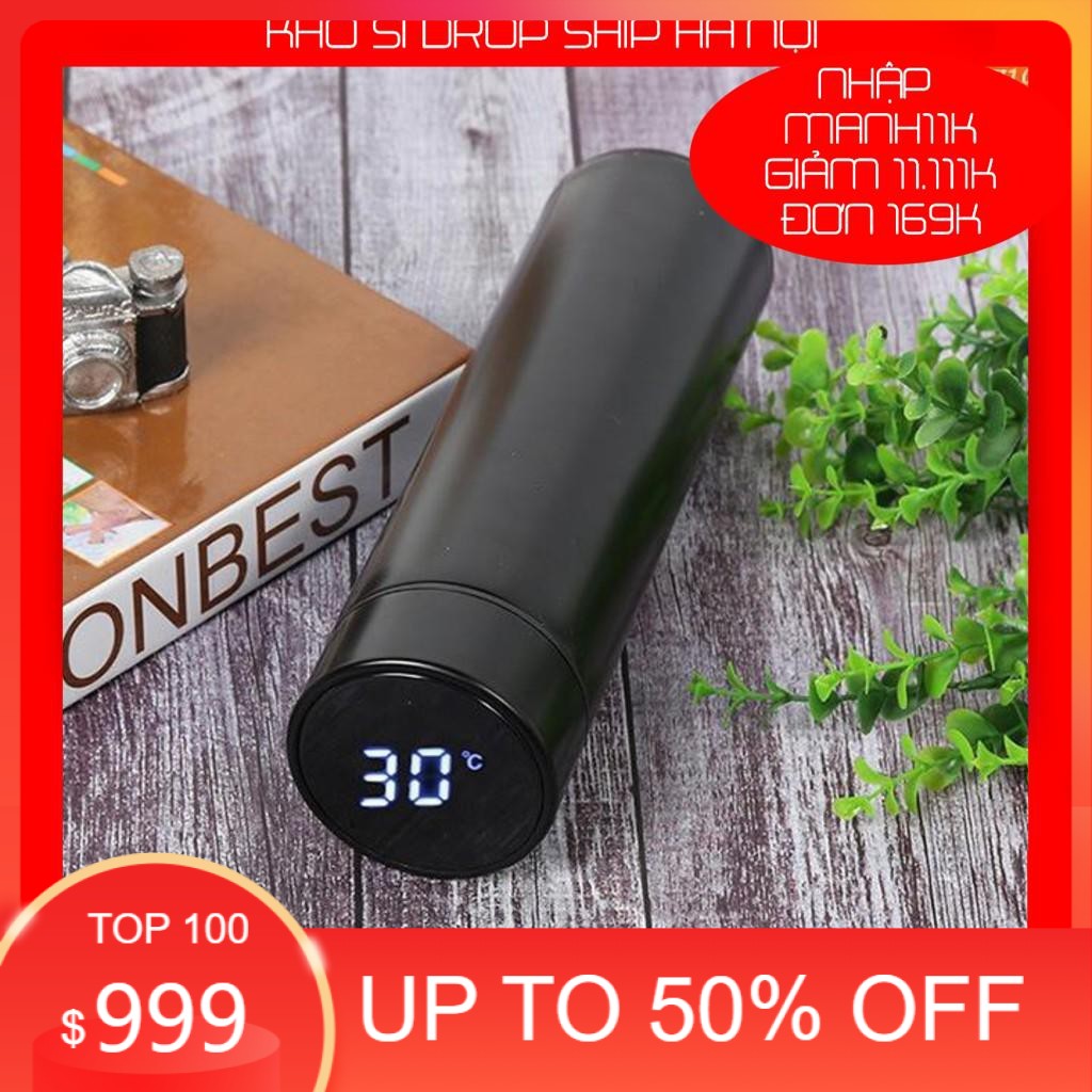 Bình giữ nhiệt 500ml có màn hình hiển thị nhiệt độ-giữ nước nóng,lạnh - pin năng lượng mặt trời