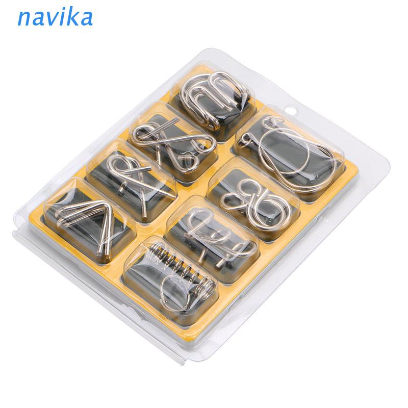 Bộ 8 Món Đồ Chơi Mở Khóa Thử Thách Trí Não IQ Bằng Kim Loại Dành Cho Người Lớn Và Trẻ Em