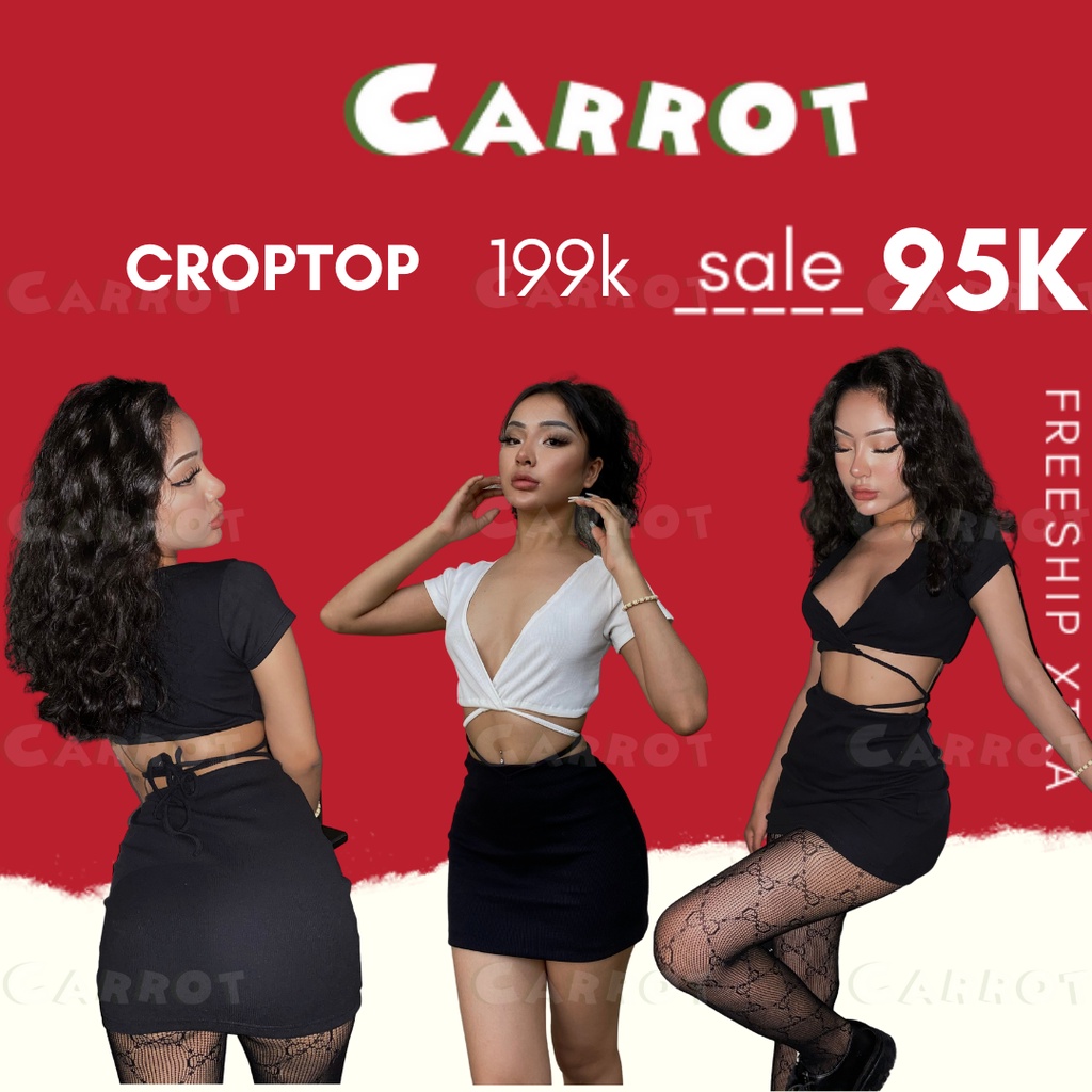 Áo croptop tay ngắn cột dây sexy quyến rũ phong cách thời trang nữ tôn dáng trendy carrotxinhdep