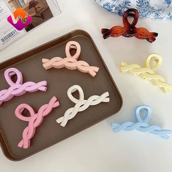 Kẹp tóc hàm cá mập kiểu xoắn dây thời trang xuân và hè màu macaron đơn giản YKD HSU